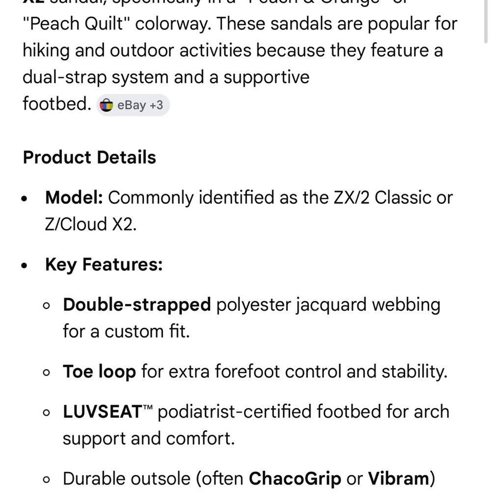 Chaco Z Cloud X2 Peach Quilt Strap Hiking Sz. 9 Sandals with Black Footbed NWOT - Picture 13 of 13
